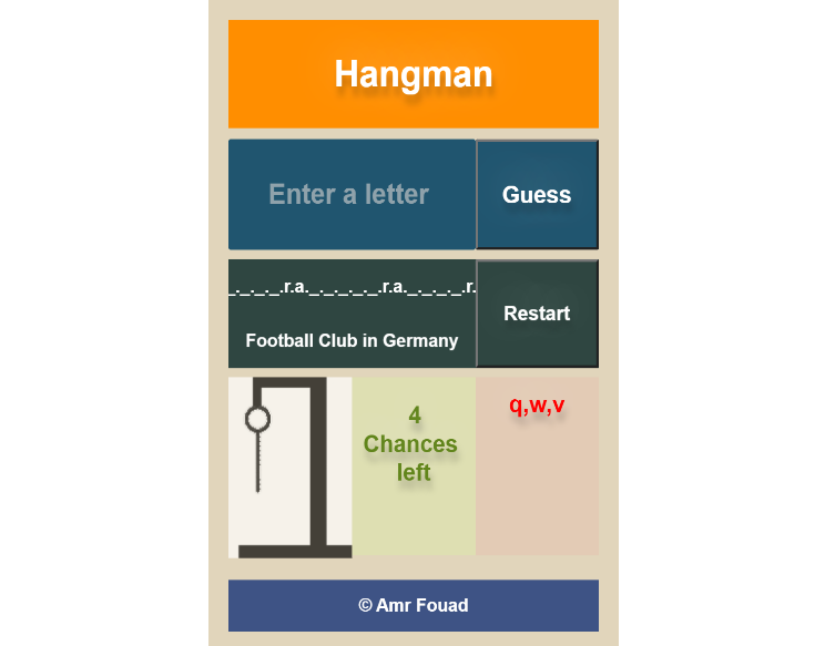 hangman web game screen capture